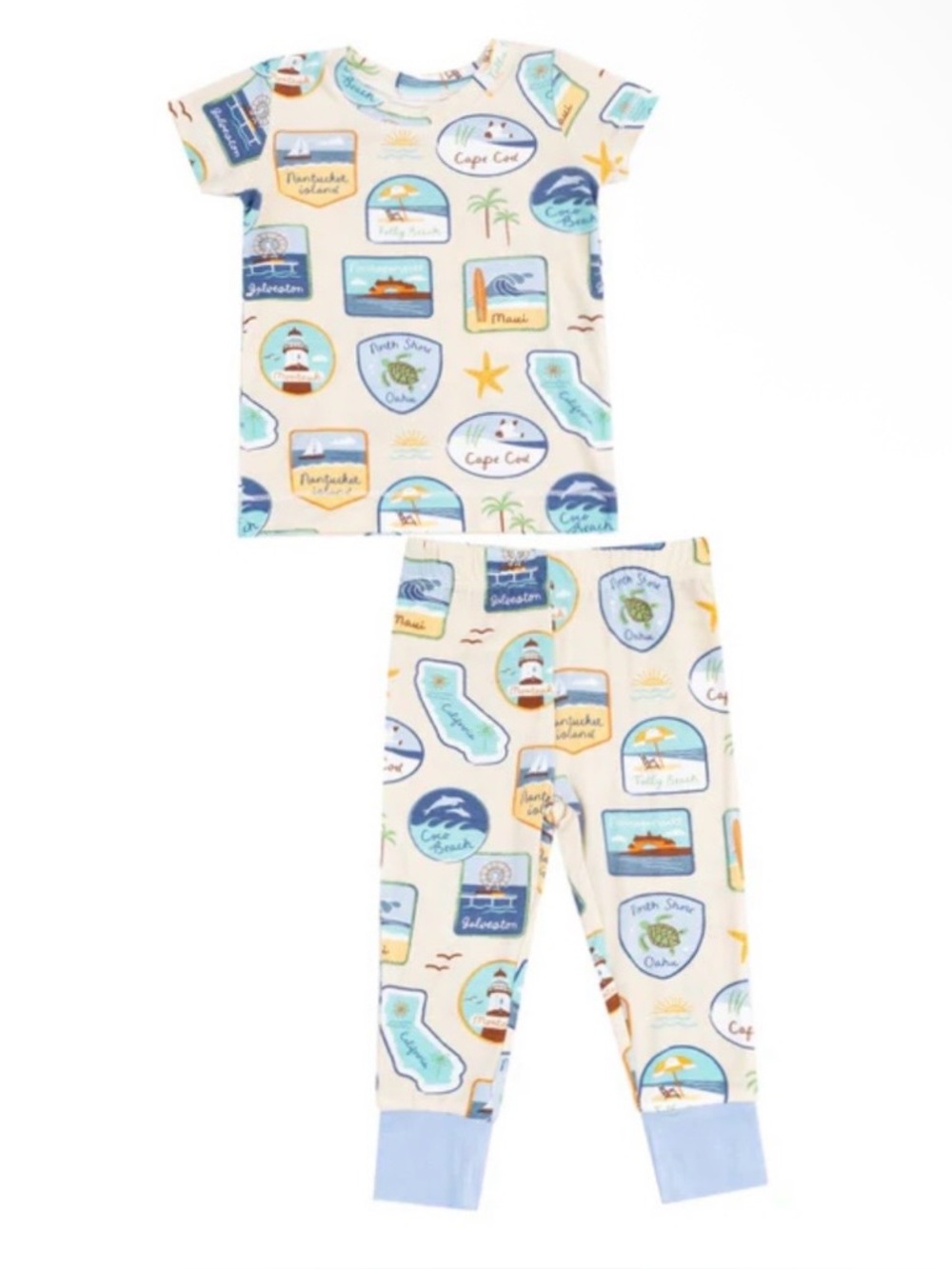 Angel Dear Boys Beach Patches Short Sleeve Loungewear Set - Size 6-12M - Picture 15 of 15